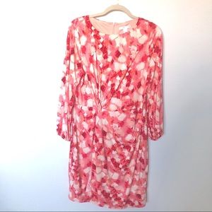 London Times Salmon White Paint Brush Midi Dress